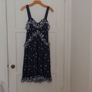 Max Studio London Women's Boho Dress Blue and White Floral Size XS